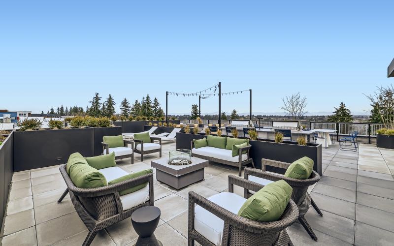 a rooftop lounging area