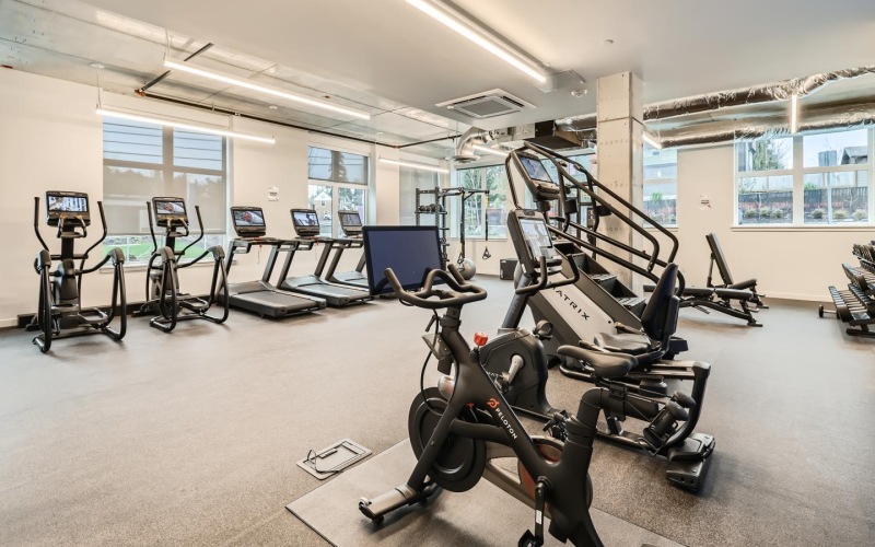 a gym with exercise equipment