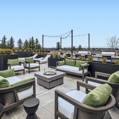 a rooftop lounging area